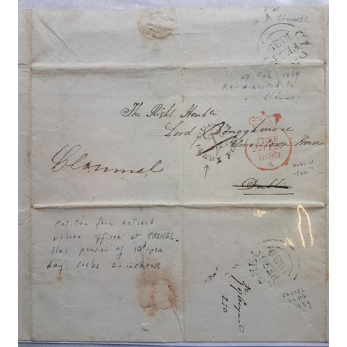 253 - Cashel Interest 1839 Petition re Pensions with interesting postmarks