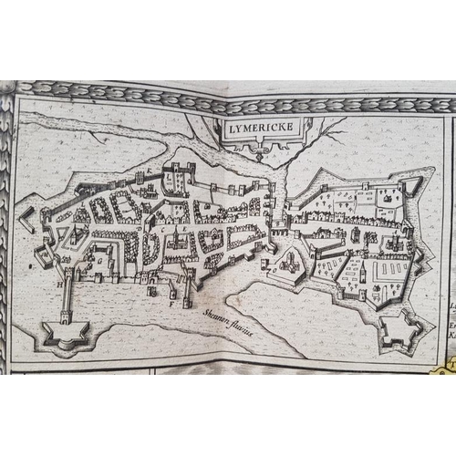 304 - 1610 Hand Coloured Map 'The Province of Mounster' with Detail of 'Corke' and 'Lymericke' - Unframed