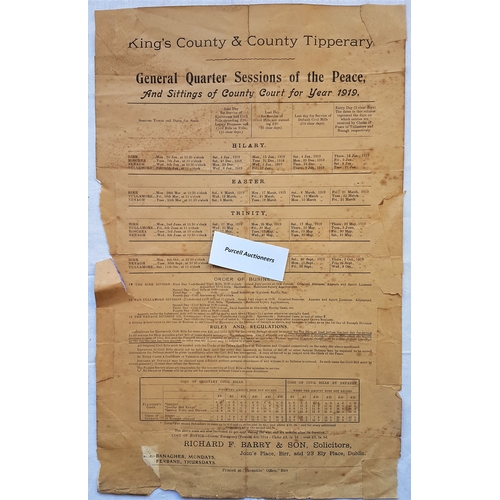 313 - [War of Independence]. King’s County & County Tipperary. County Court Sessions of the peace and Sitt... 