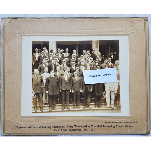 352 - Tipperary All-Ireland Hurling champions at City Hall, New York, 1931.  rare original photograph with... 