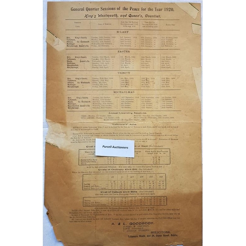 316 - [War of Independence]. King’s, Westmeath and Queen’s Counties. County Court Sessions of the peace an... 