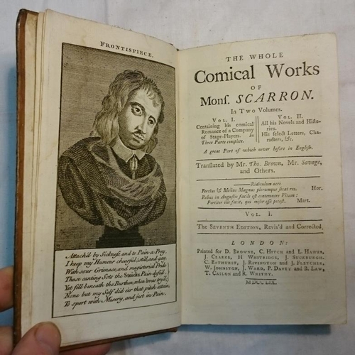 444 - 'The Comic Works of Monsieur Scarron' translated by T. Brown. 1759. Two Volumes. Calf.