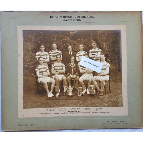 472 - Dublin Rowing Club 1920. Maiden Eight. Large Format Original Photograph by Keogh Bros. large format