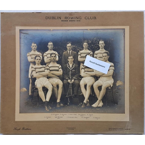 475 - Dublin Rowing Club 1918. Maiden Eight. Large Format Original Photograph by Keogh Bros. large format