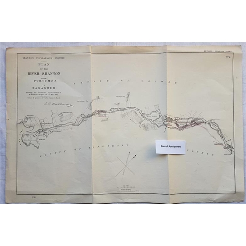 483 - Plan of the River Shannon from Portumna to Banagher. 1863. Folding.