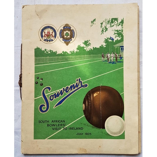 484 - 1935 Souvenir of South African Bowler's visit to Ireland, with signatures and Irish Bowling Associat... 