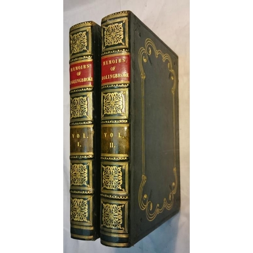 516 - G. C. Cooke 'Memoirs of Lord Bolingbooke'. Two Volumes. Very Fine Binding.