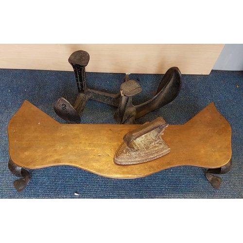 21 - Small Old Clothes Iron, 2 Cobbler's Lasts and a Copper Firestand