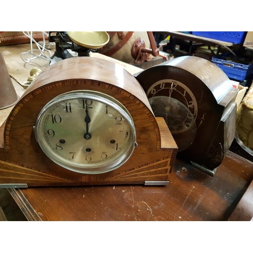 56 - Art Deco Walnut Mantle Clock and an oak case clock