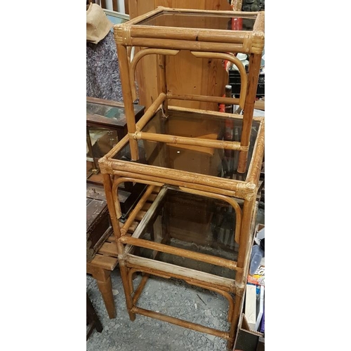 75 - Pair of Bamboo and Glass Side Tables and one other