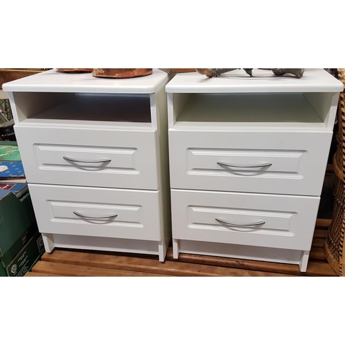 90 - Pair of Modern White Two Drawer Bedside Cabinets, c.19in wide