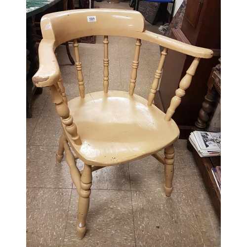 99 - Victorian Pine Captains Bow Chair