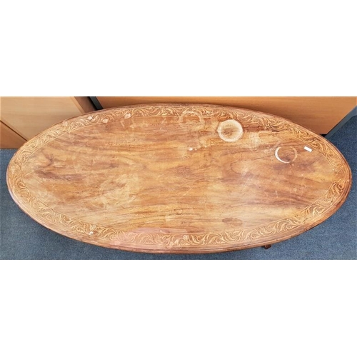 145 - Inlaid Oval Mahogany Coffee Table - 4ft x 2ft