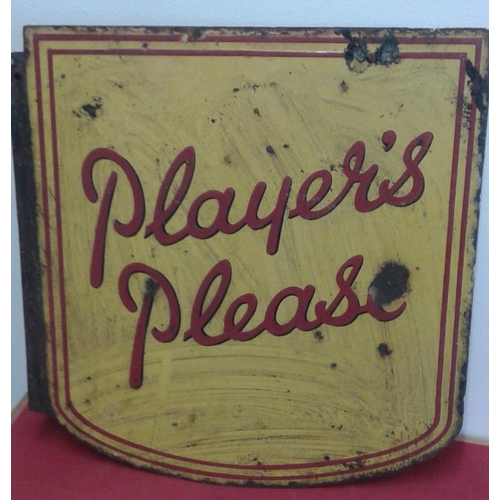 225 - Player's Please Double-Sided Enamel Advertising Sign - 16 x 15ins