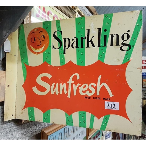 243 - Double Sided 'Sparkling Sun Fresh' Advertising Sign - 16 x 13ins