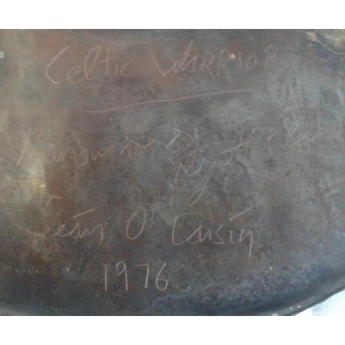 288 - Irish Prison Art - Hand Forged Copper Plaque - Celtic Warrior by Sean O'Caisin 1976