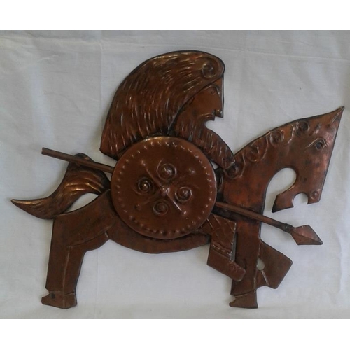 288 - Irish Prison Art - Hand Forged Copper Plaque - Celtic Warrior by Sean O'Caisin 1976