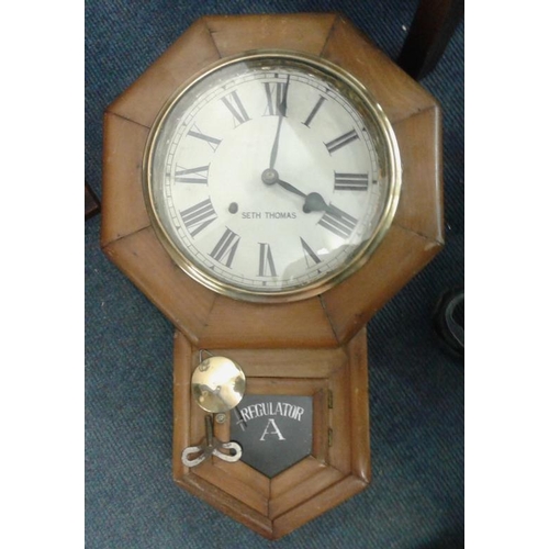 306 - Seth Thomas Regulator Wall Clock, c.22in tall