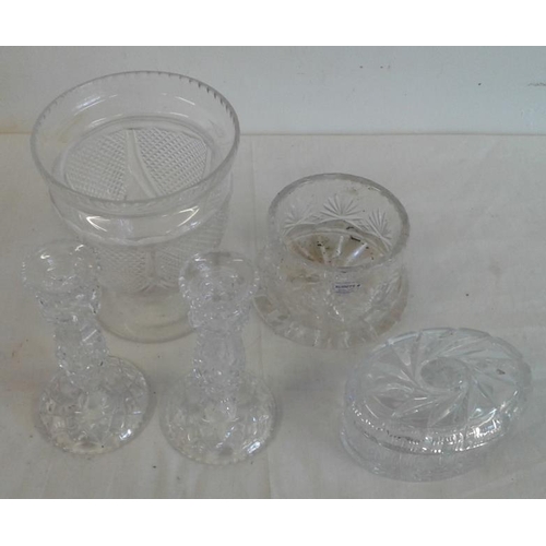 315 - Pair of Crystal Candlesticks, Crystal Oval Box, Case, etc.