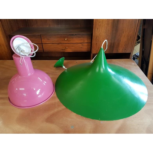 430 - Two Metal Light Shades - Pink and Green