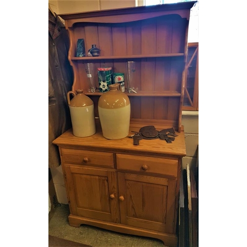 455 - Modern Pine Kitchen Cabinet with open shelves above a pair od drawers and doors, c.36in x 66in