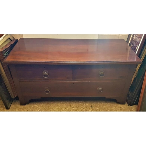 465 - Edwardian Mahogany Window Seat with three base drawers, c.42in wide