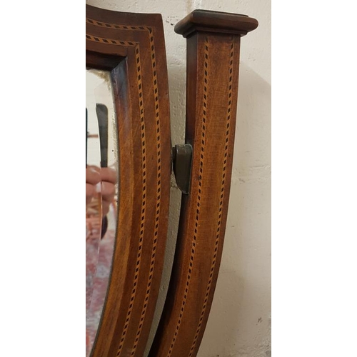 472 - Edwardian Inlaid Mahogany Dressing Table with a Shield Form Bevelled Mirror over an Arrangement of S... 