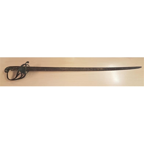 579 - British Pattern 1822/45 Sword: Brass hilt with cypher of William IV in cartouche on hilt