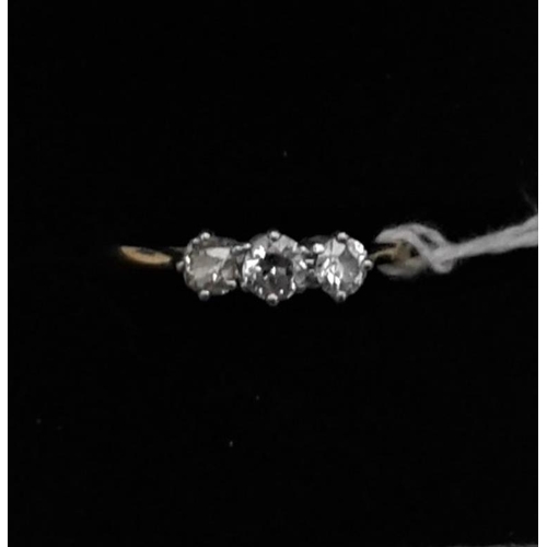 608 - Three Stone Diamond Ring (not hallmarked)