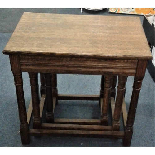 636 - Oak Nest of Three Tables, c.20in wide