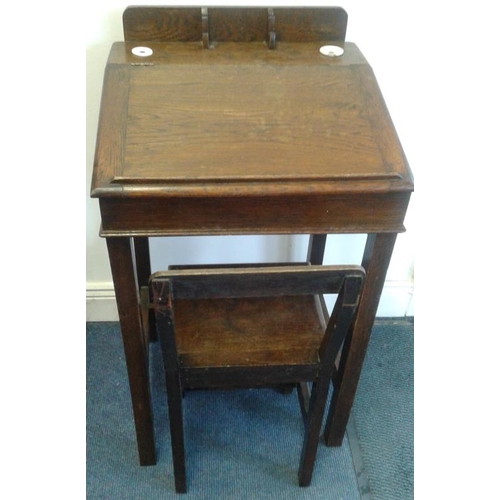 651 - Vintage Pine Child's Desk and Chair, c.18.5in wide