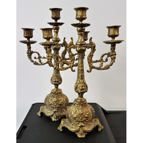 659 - Pair of Brass Candleabra, c.14in tall