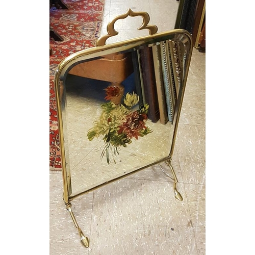 665 - Brass Mirrored Fire Screen, c.14in x 24in