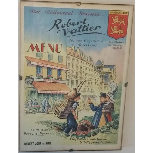 671 - Robert Vattier Paris Restaurant Advertising sign (Robert Vattier was a French actor, his main period... 