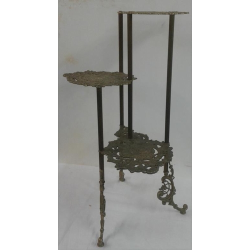 679 - Heavy Brass Triple Stage Plant Stand, c.29in tall