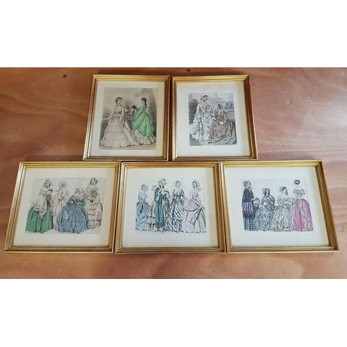 697 - Framed Set of Five Vintage Ladies Costumes