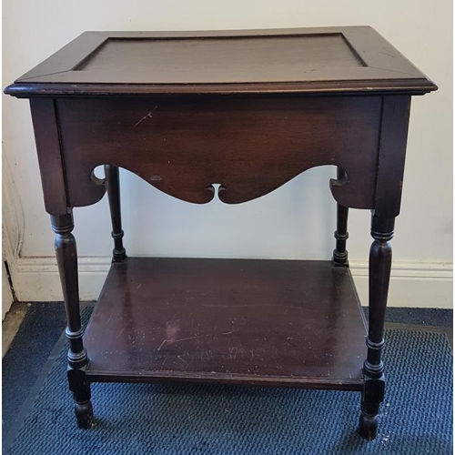 700 - Traditional Carved Mahogany Side Table with turned legs joined by a lower tier, c.22in wide