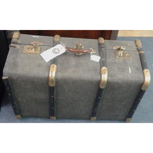 275 - Brass and Wood Bound Cabin Trunk, c.27in wide