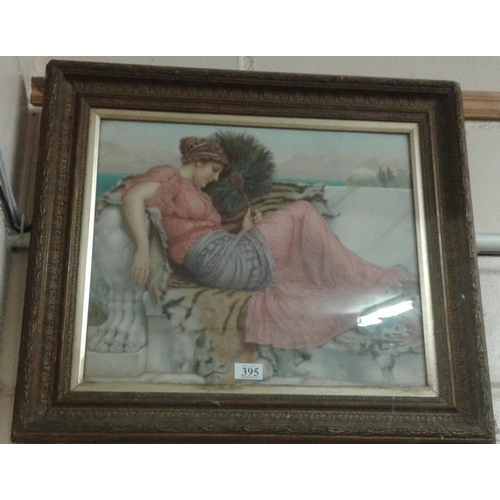 395 - Victorian Print of a Roman Lady, c.25 x 21in