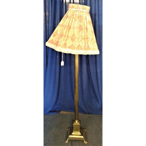 414 - Tall Brass Column Standard Lamp with Shade