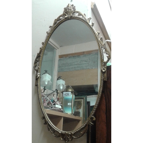 428 - Gilt Metal Framed Wall Mirror, c./15.5 x 26in