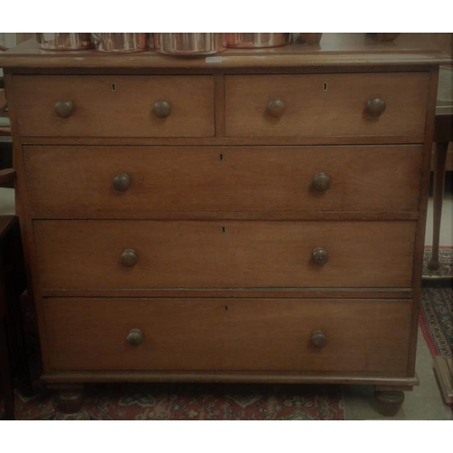 691 - Victorian Mahogany Chest of Two over Three Drawers, c.44.5in x 43in