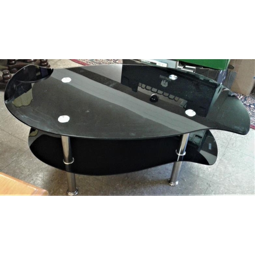 35 - Chrome and Black Glass TV Table