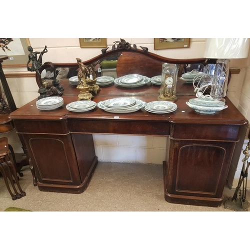 37 - Victorian Mahogany Pedestal Sideboard with mirror back gallery - 79 x 58ins.