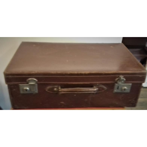 61 - Vintage Suitcase and Picnic Basket