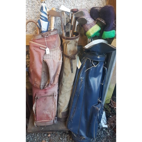1 - Three Bags of Various Golf Clubs