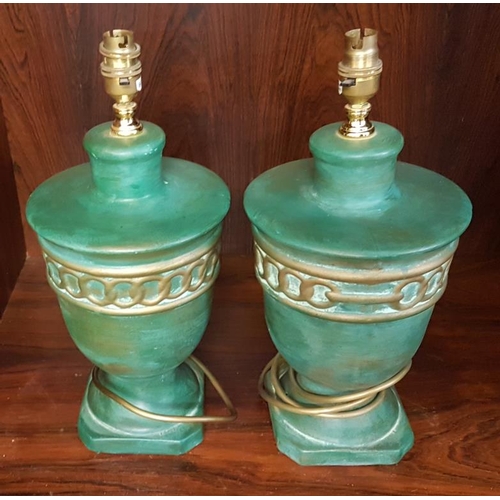 569 - Pair of Green Urn Shaped Lamps