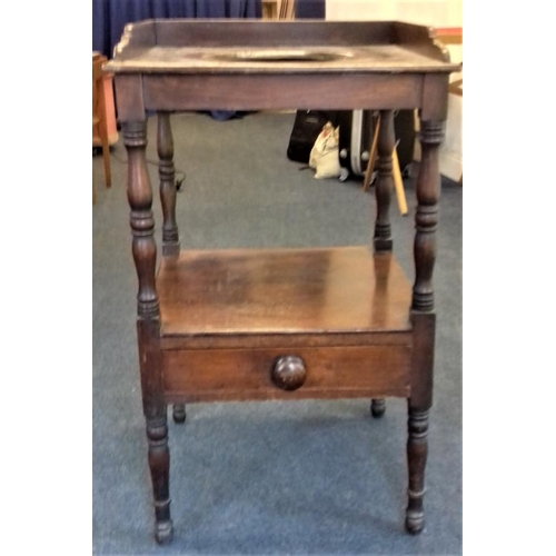 597 - Victorian Mahogany Wash Stand with a base drawer - 19.5ins wide