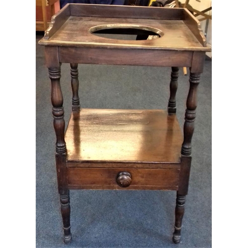 597 - Victorian Mahogany Wash Stand with a base drawer - 19.5ins wide