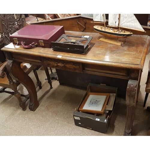 555 - Victorian Carved Oak Side Table - 53 x 43ins